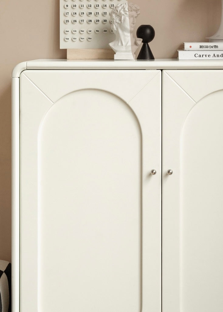 Solid wood cream shoe cabinet "