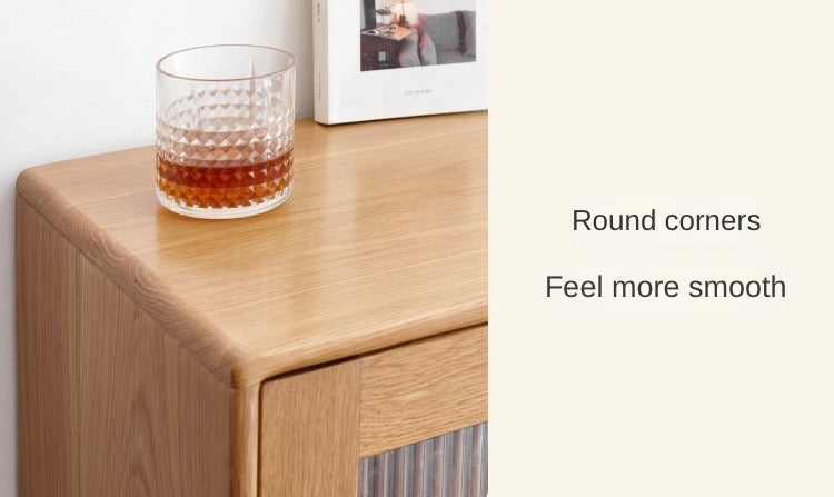 Oak Solid Wood TV High Side Cabinet Glass Door