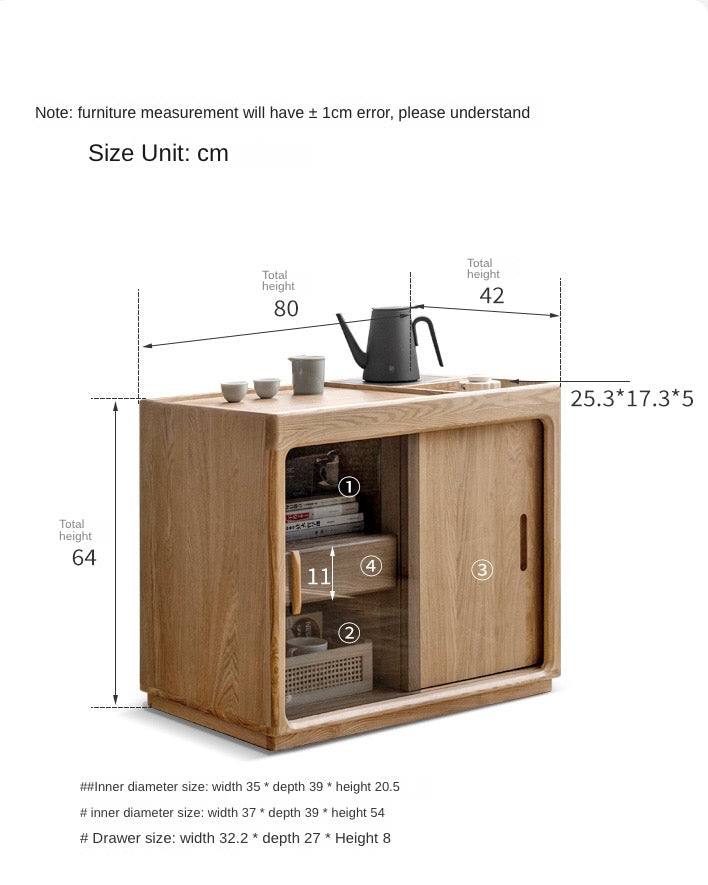 Tea making side cabinet i, side table Ash solid wood"
