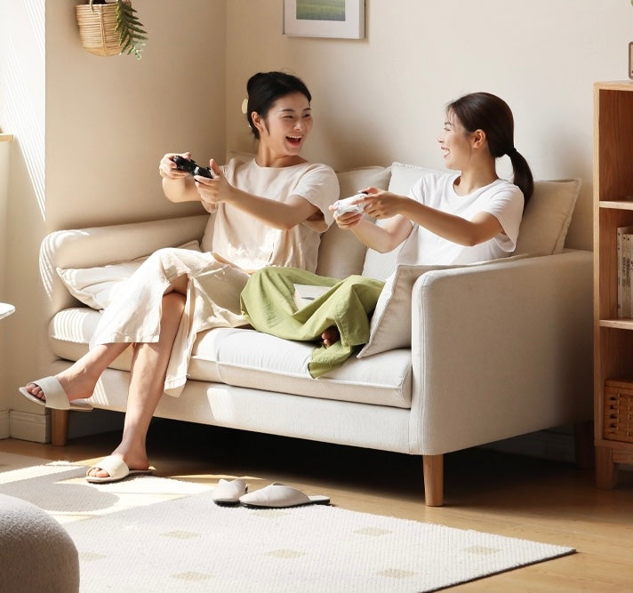 Fabric White Cream Style Sofa.