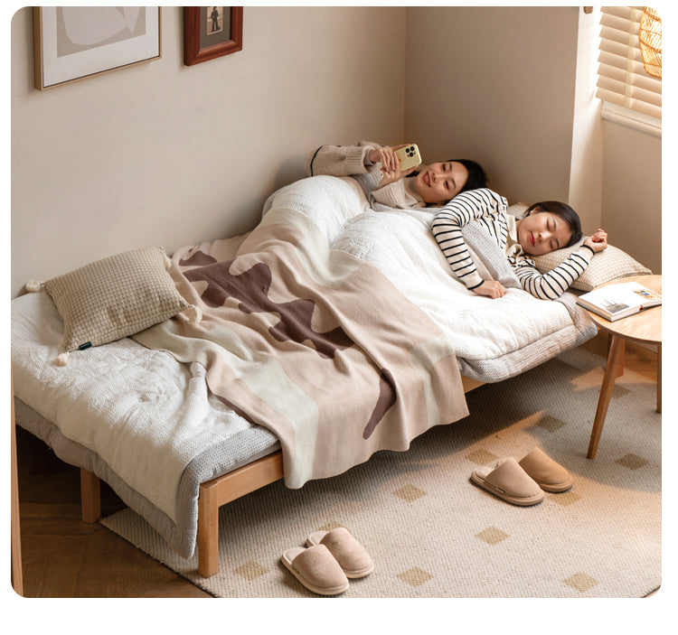 Oak Solid Wood Sofa Bed Folding Multi-functional Telescopic