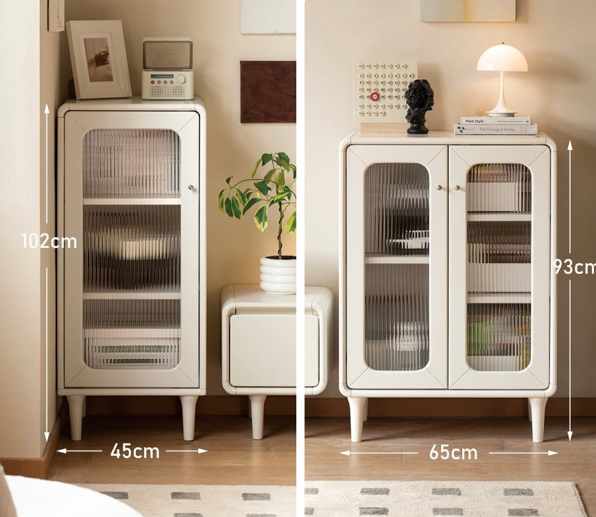 Poplar Solid Wood Side Cabinet Cream Style