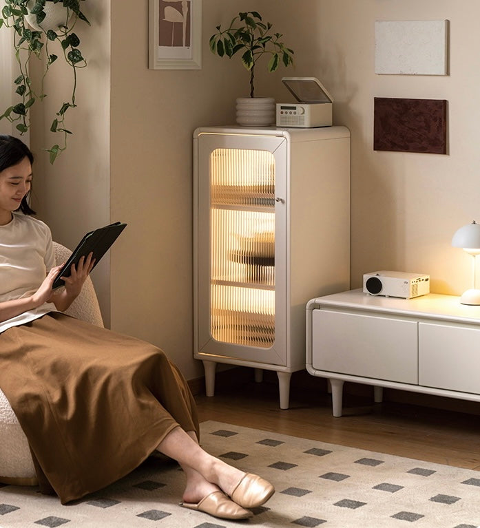 Poplar Solid Wood Side Cabinet Cream Style