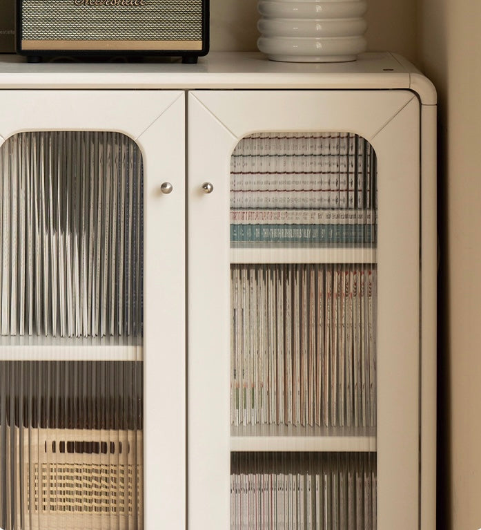 Poplar Solid Wood Side Cabinet Cream Style