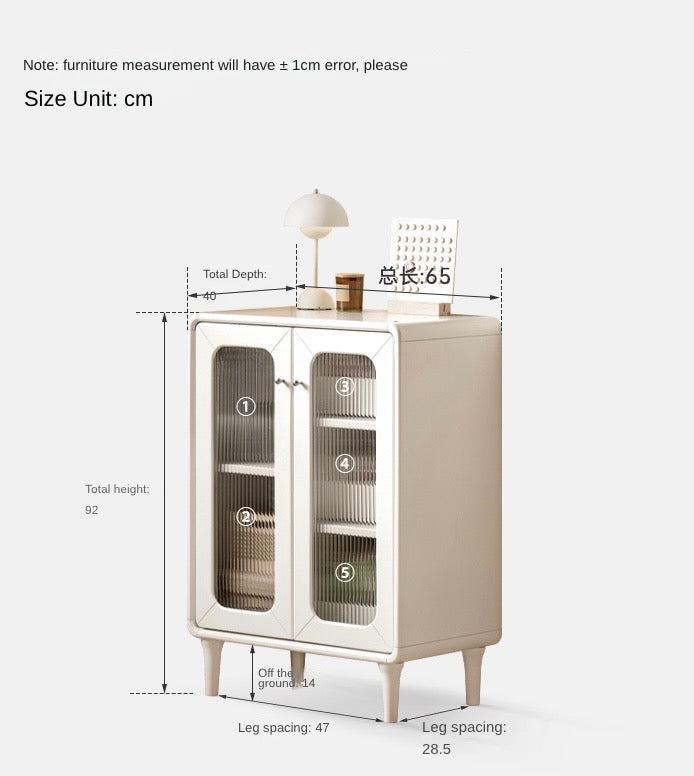 Poplar Solid Wood Side Cabinet Cream Style