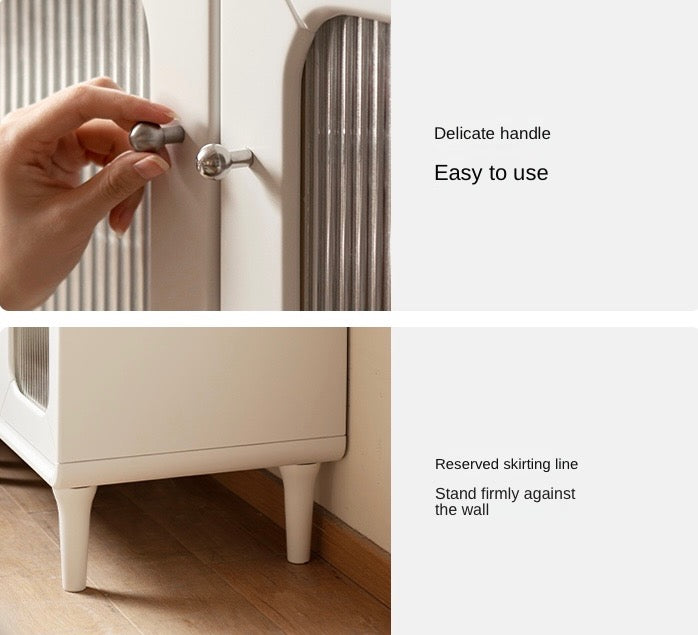 Poplar Solid Wood Side Cabinet Cream Style