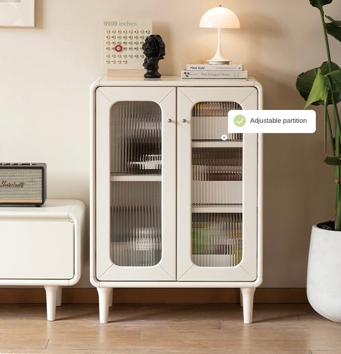 Poplar Solid Wood Side Cabinet Cream Style