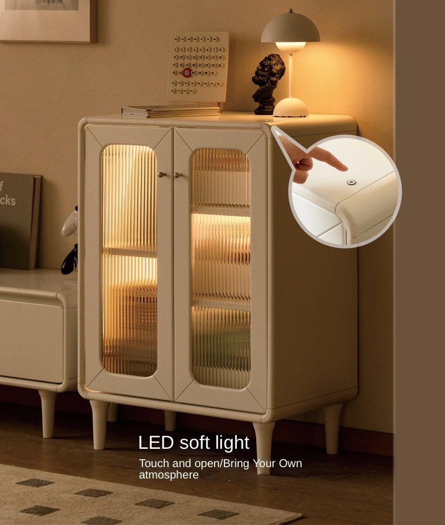 Poplar Solid Wood Side Cabinet Cream Style