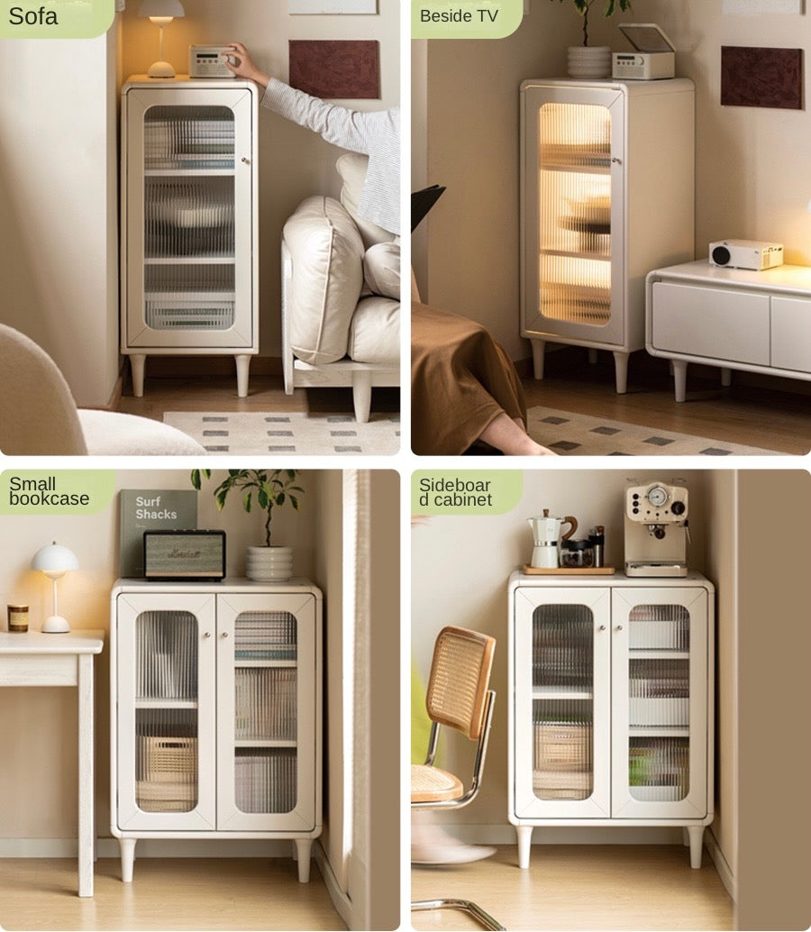 Poplar Solid Wood Side Cabinet Cream Style