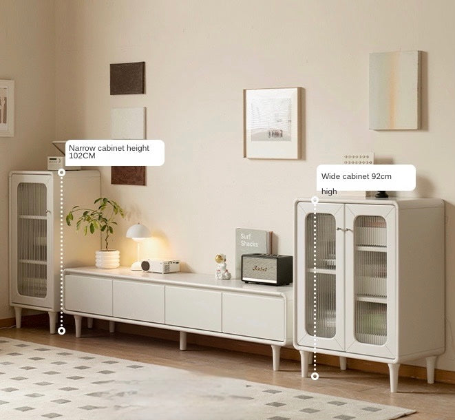 Poplar Solid Wood Side Cabinet Cream Style