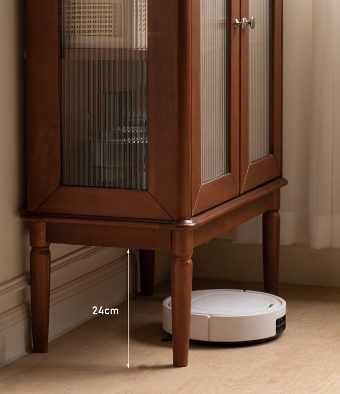 нет Poplar Solid Wood Side Cabinet French Retro Glass With Lights