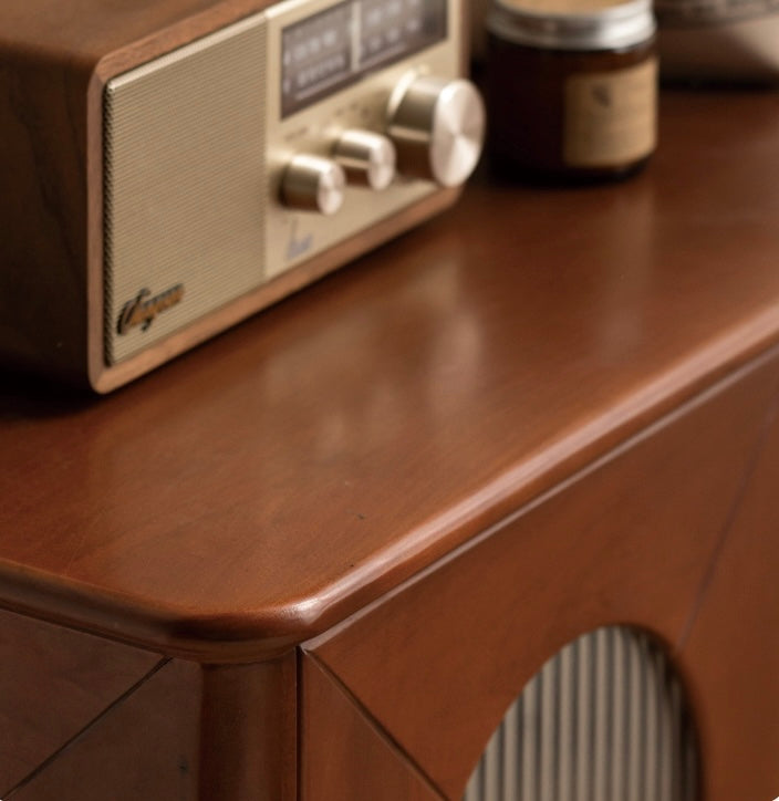 нет Poplar Solid Wood Side Cabinet French Retro Glass With Lights