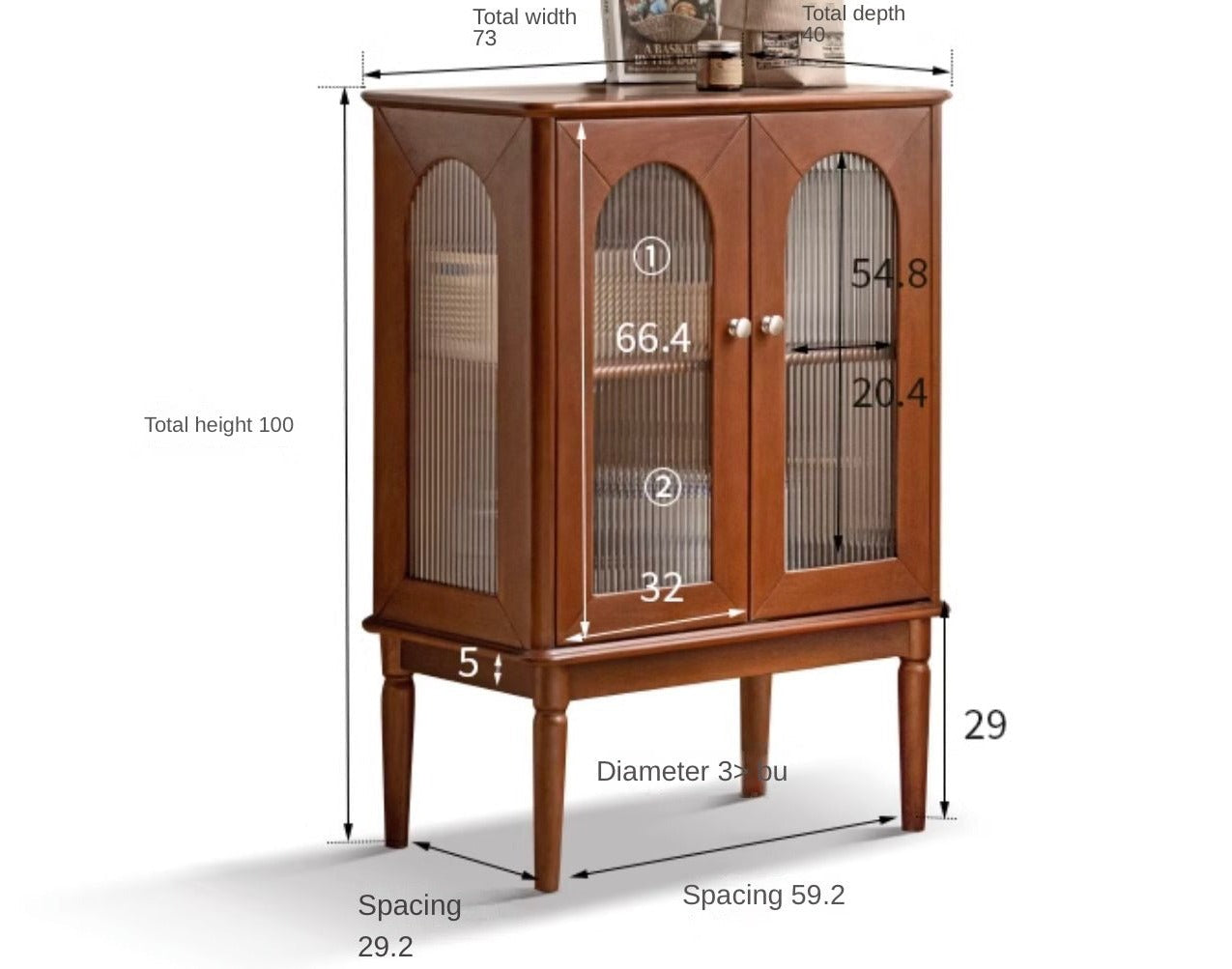нет Poplar Solid Wood Side Cabinet French Retro Glass With Lights