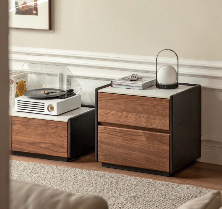 нет Black Walnut Solid Wood Slate Side Cabinet