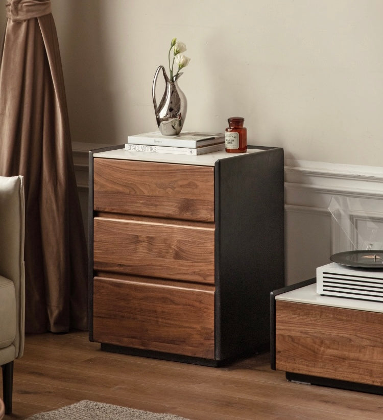 нет Black Walnut Solid Wood Slate Side Cabinet