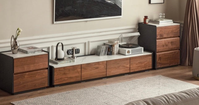Slate side Cabinet Black Walnut -Oak solid wood "