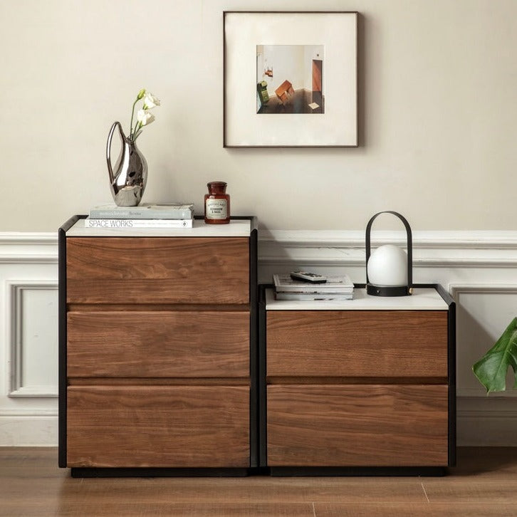 нет Black Walnut Solid Wood Slate Side Cabinet
