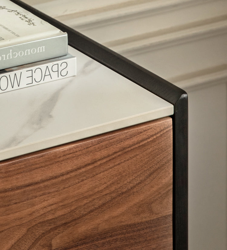 нет Black Walnut Solid Wood Slate Side Cabinet