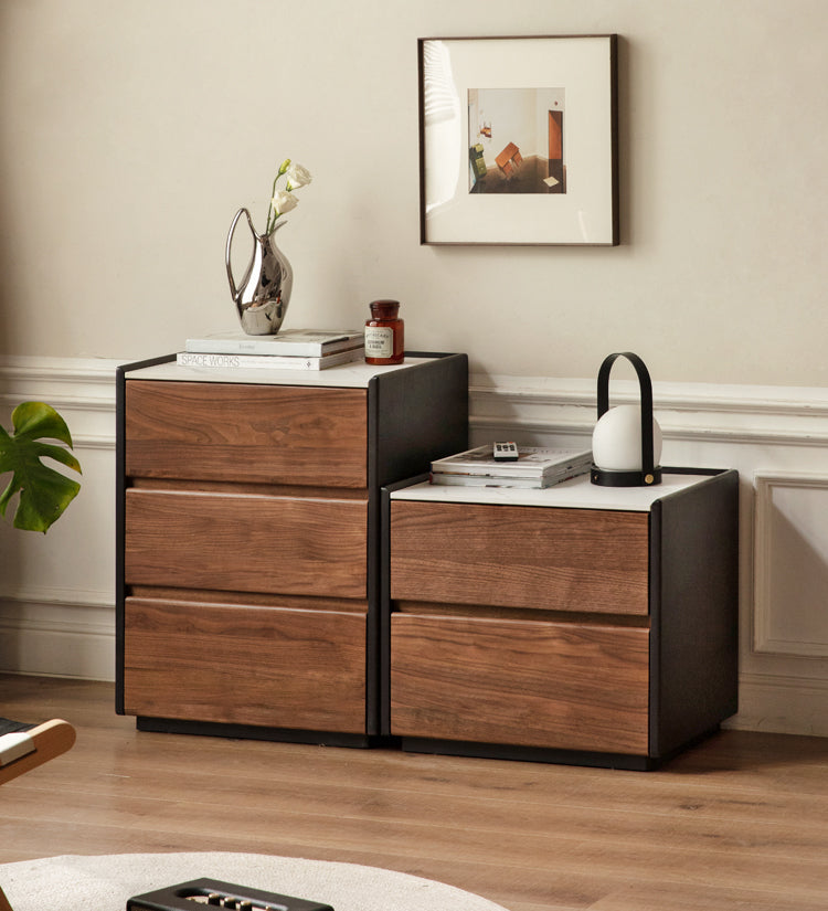 нет Black Walnut Solid Wood Slate Side Cabinet