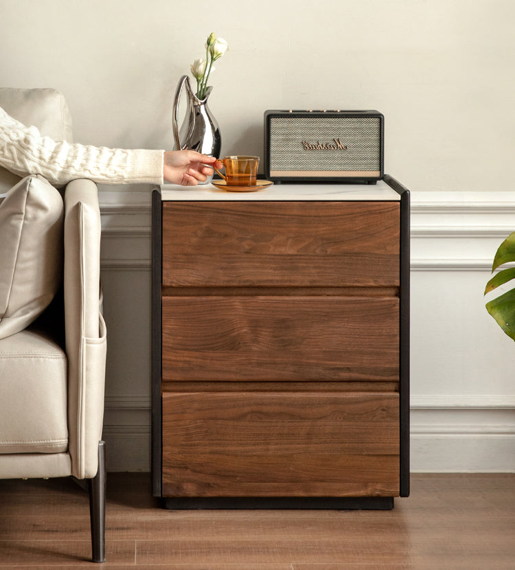 нет Black Walnut Solid Wood Slate Side Cabinet