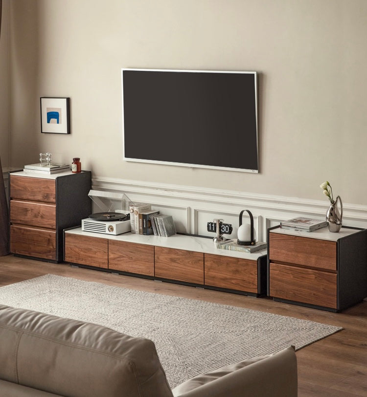 нет Black Walnut Solid Wood Slate Side Cabinet