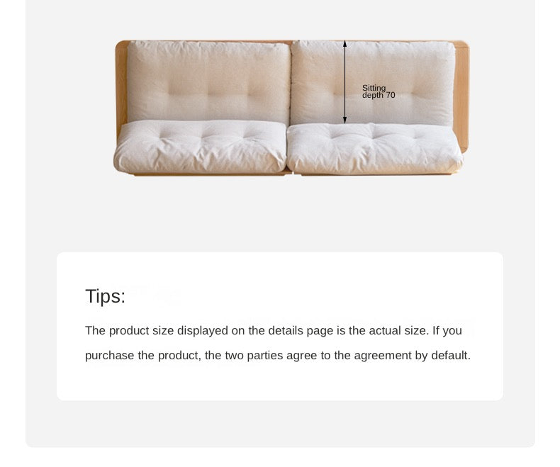 Oak Solid Wood Gravel White Cotton Linen Storage dual-use Sofa