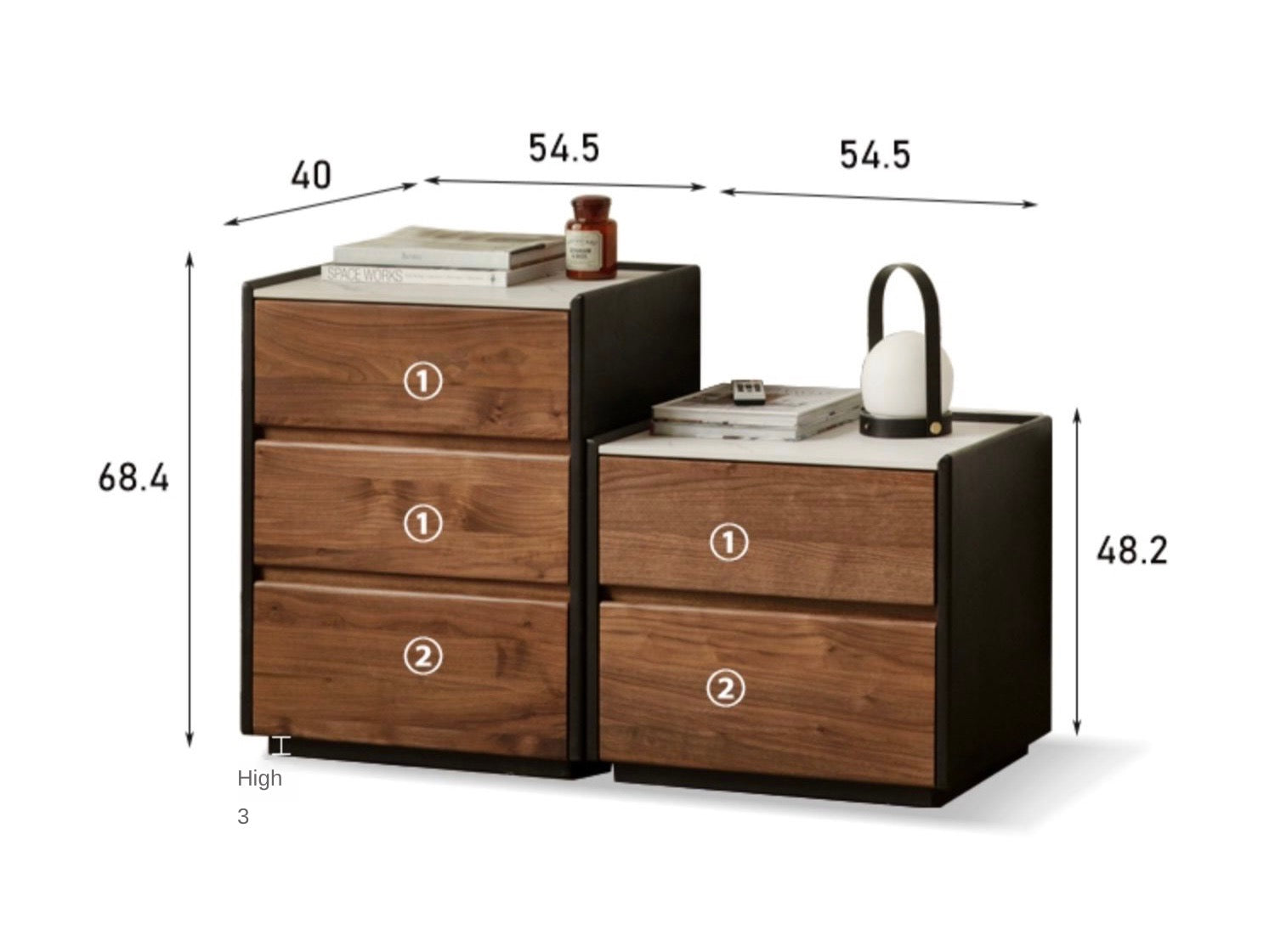 нет Black Walnut Solid Wood Slate Side Cabinet