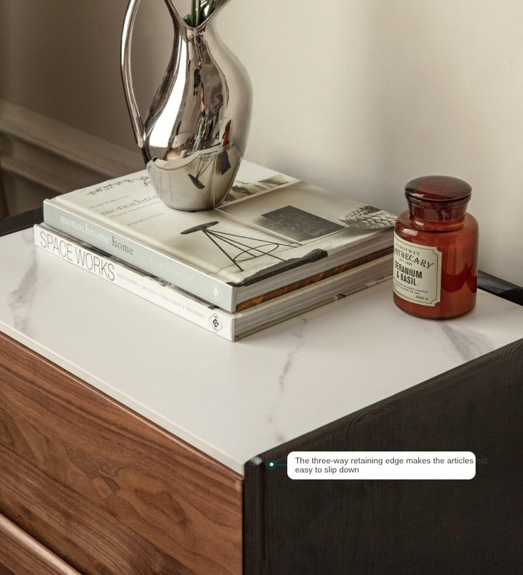 нет Black Walnut Solid Wood Slate Side Cabinet