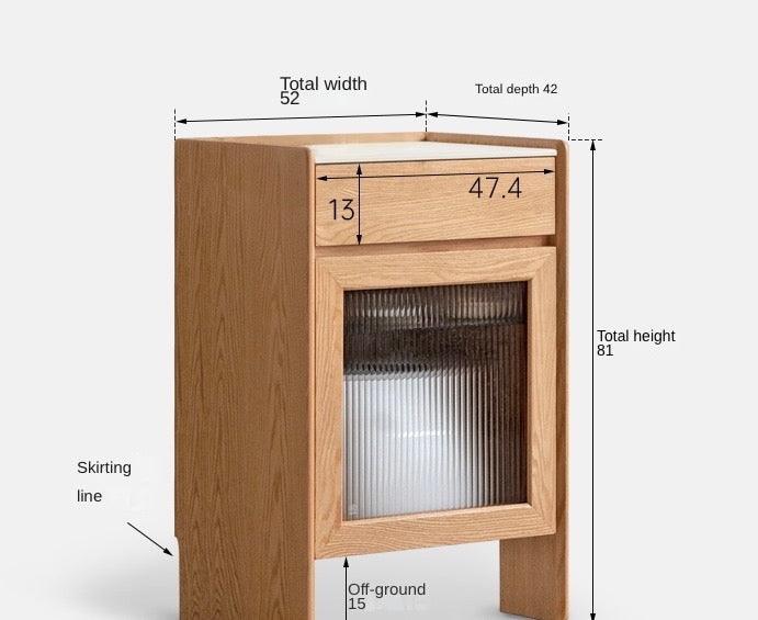 Oak Solid Wood Sweeping Robot Storage Side Cabinet Rock Slab