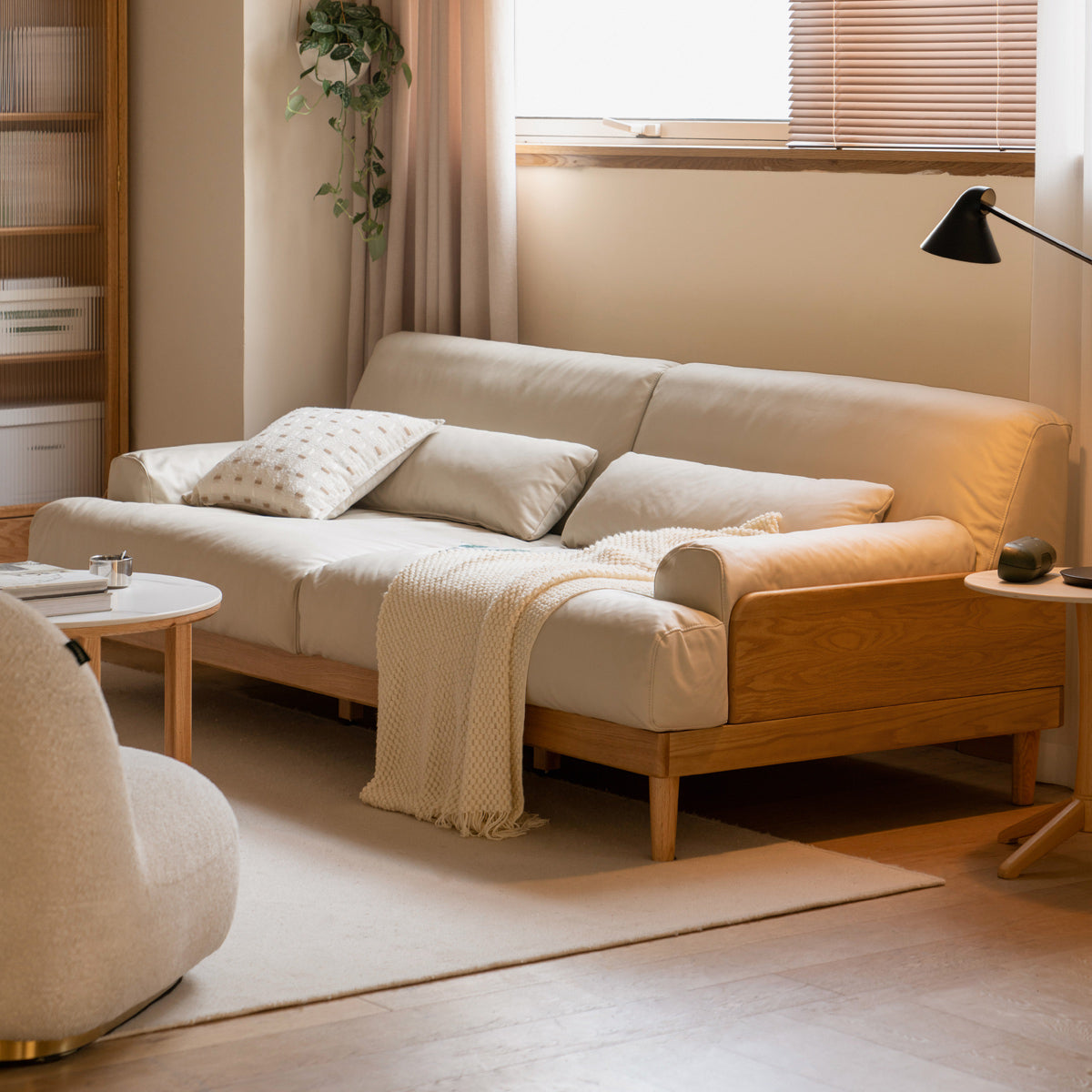 Oak Solid Wood Down Sofa.