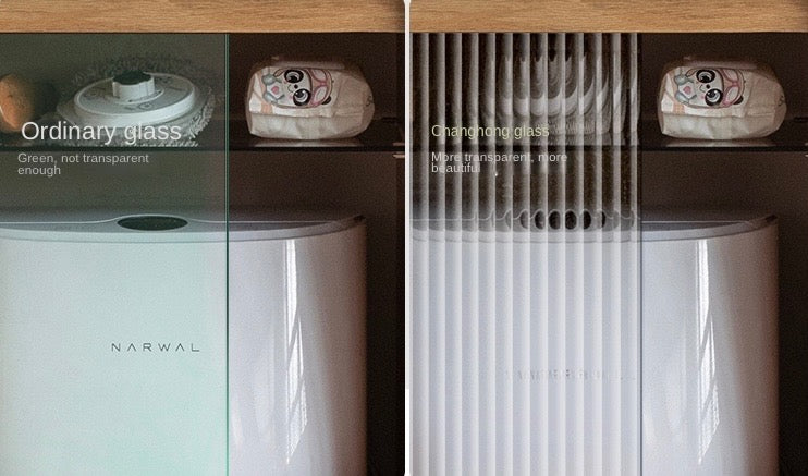 Oak Solid Wood Sweeping Robot Storage Side Cabinet Rock Slab.