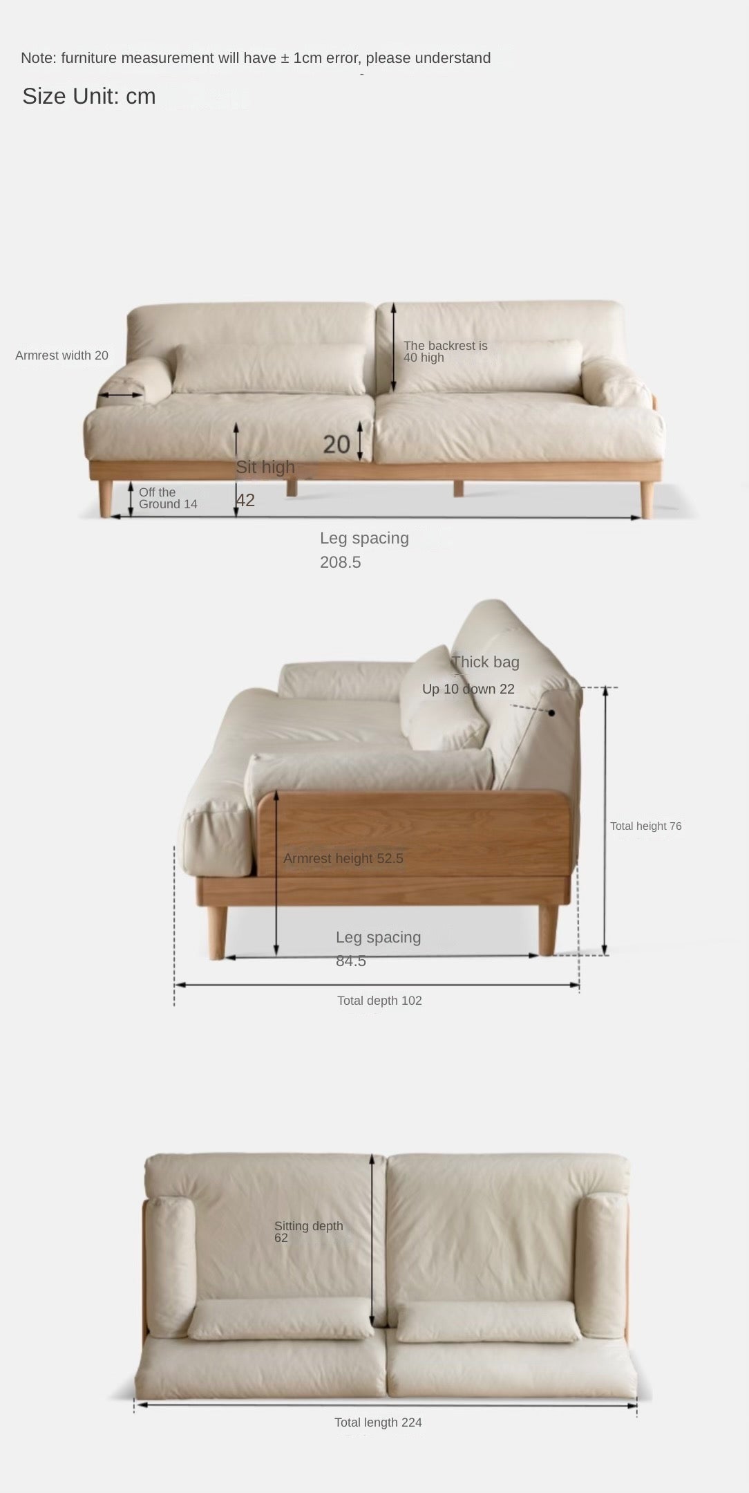 Oak Solid Wood Down Sofa.