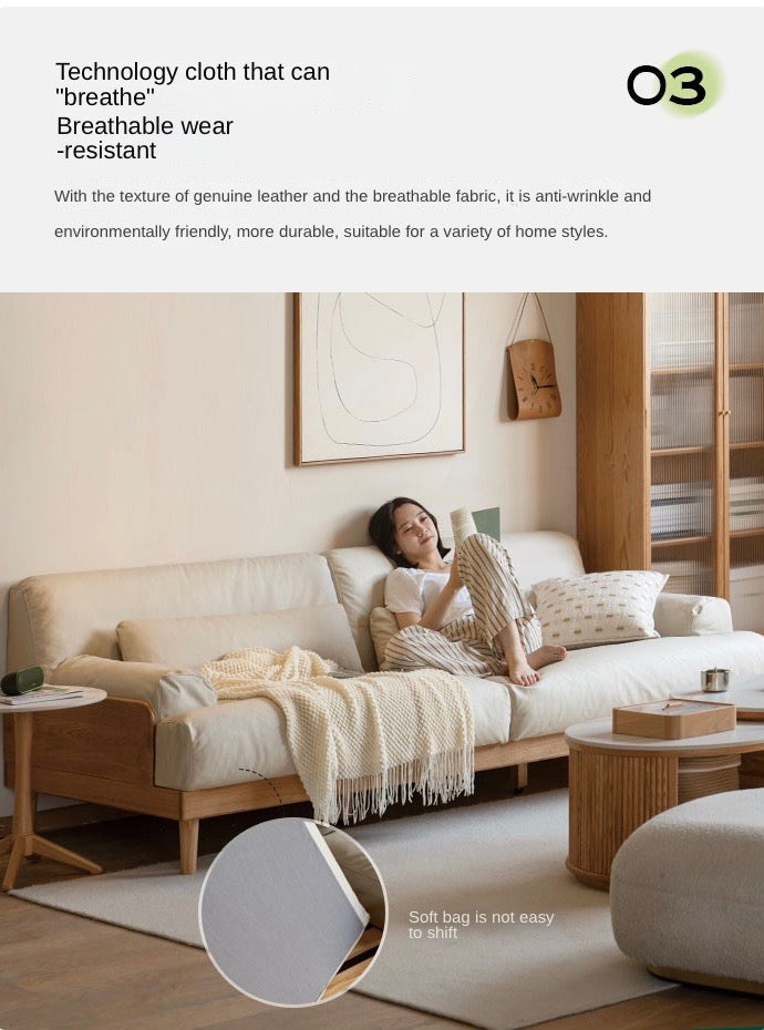 Oak Solid Wood Down Sofa.