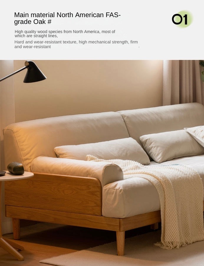 Oak Solid Wood Down Sofa.