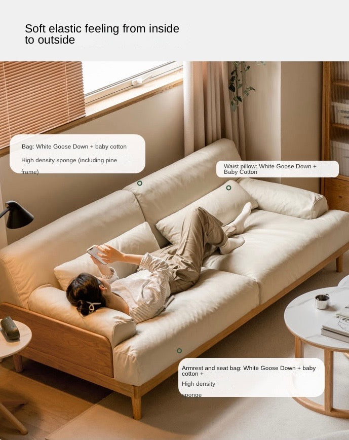 Oak Solid Wood Down Sofa.