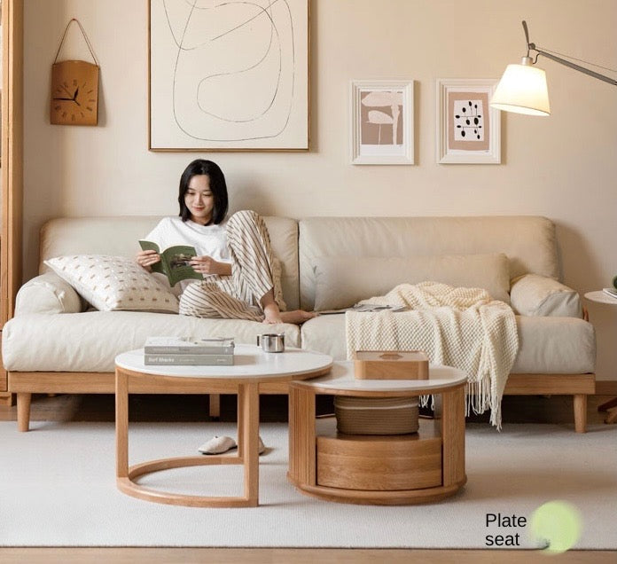 Oak Solid Wood Down Sofa.