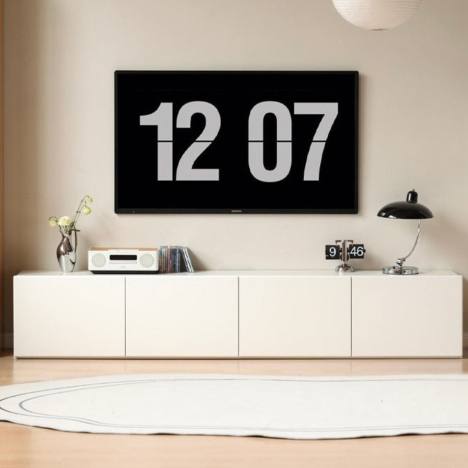 Oak, Rubber Solid Wood TV Cabinet Cream Style Large Capacity.