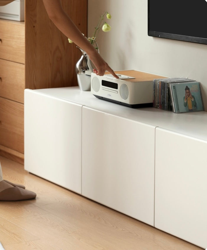 Oak, Rubber Solid Wood TV Cabinet Cream Style Large Capacity.