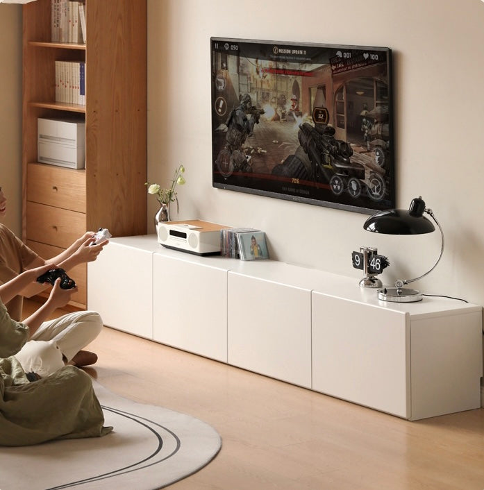 Oak, Rubber Solid Wood TV Cabinet Cream Style Large Capacity.