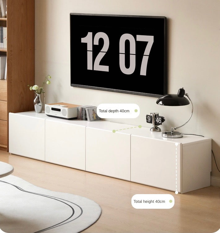 Oak, Rubber Solid Wood TV Cabinet Cream Style Large Capacity.