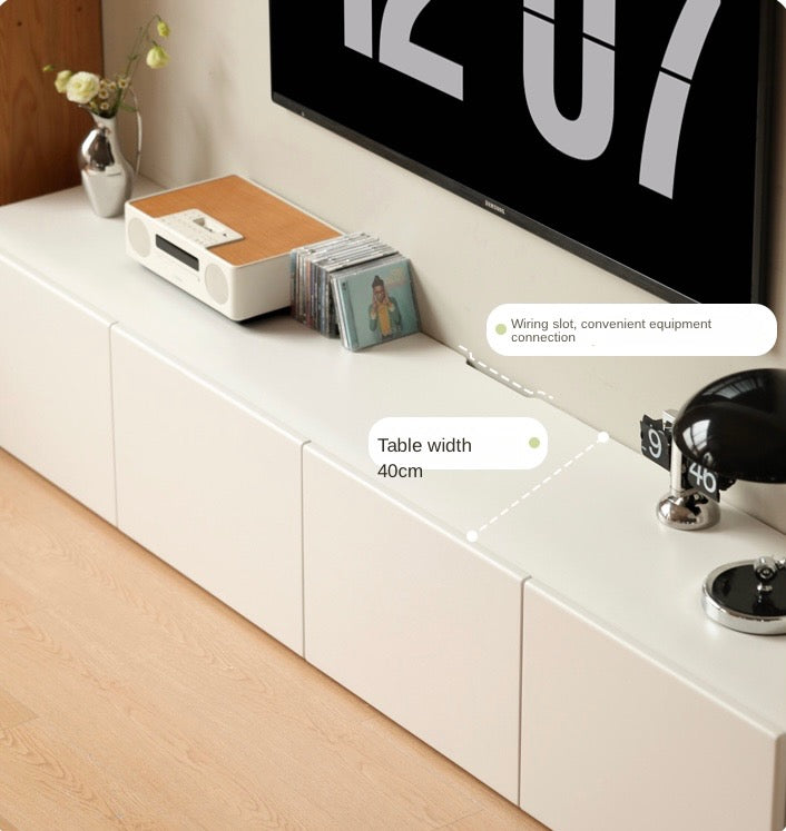 Oak, Rubber Solid Wood TV Cabinet Cream Style Large Capacity.