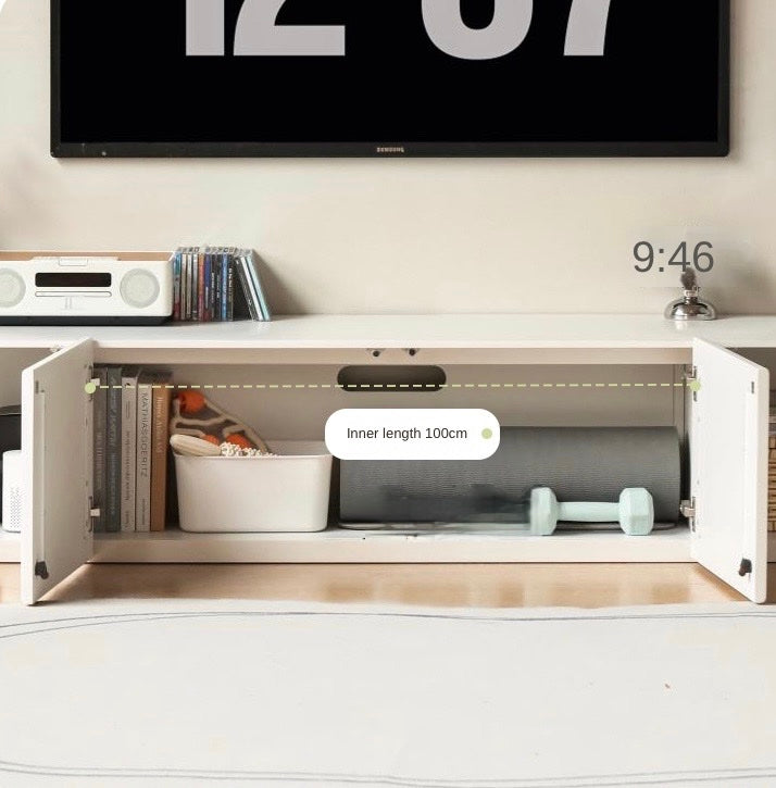 Oak, Rubber Solid Wood TV Cabinet Cream Style Large Capacity.