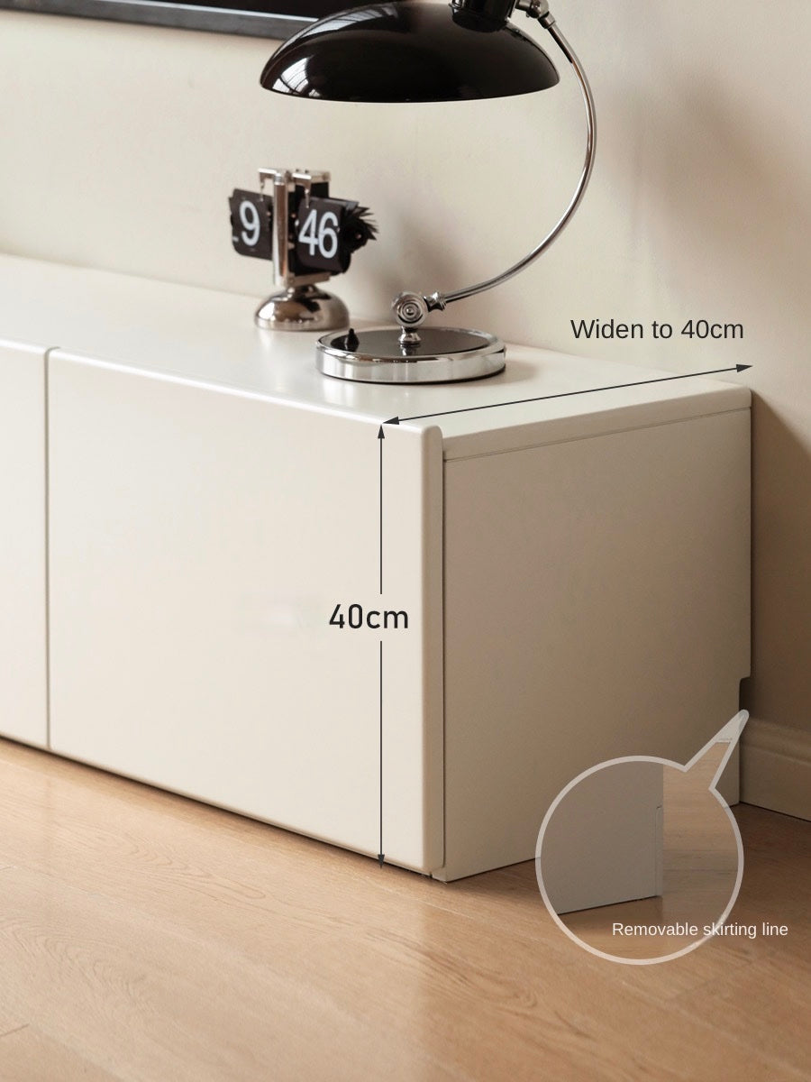 Oak, Rubber Solid Wood TV Cabinet Cream Style Large Capacity.