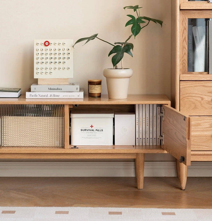 Oak Solid Wood TV Cabinet Modern