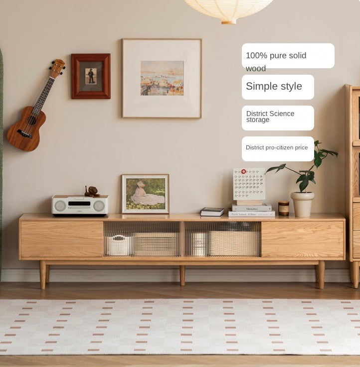 Oak Solid Wood TV Cabinet Modern