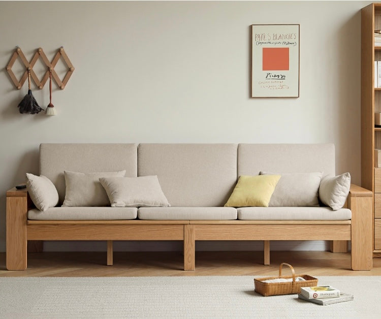 Oak, Ash Solid Wood Modern Nordic Fabric Sofa.