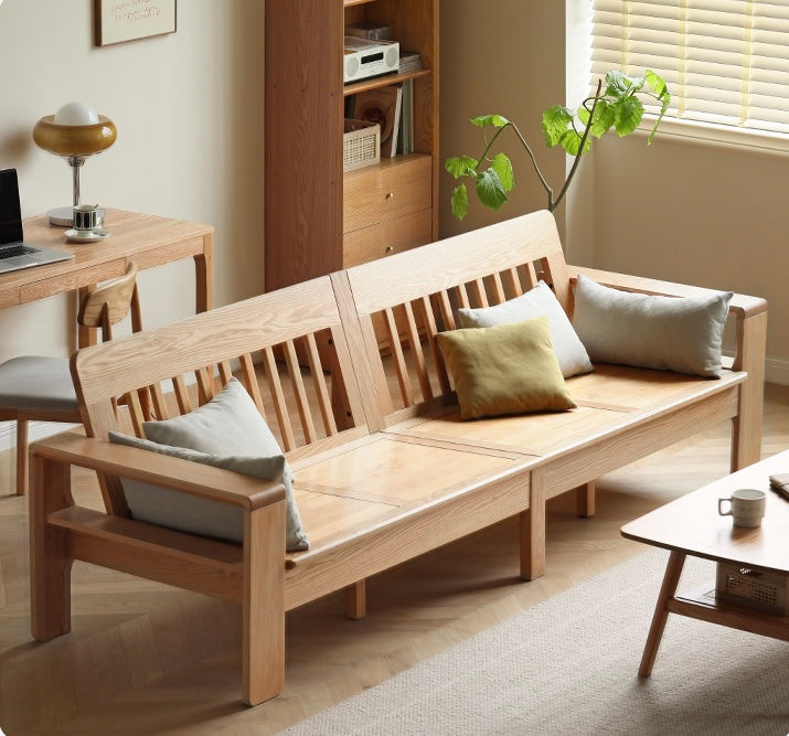 Oak, Ash Solid Wood Modern Nordic Fabric Sofa.