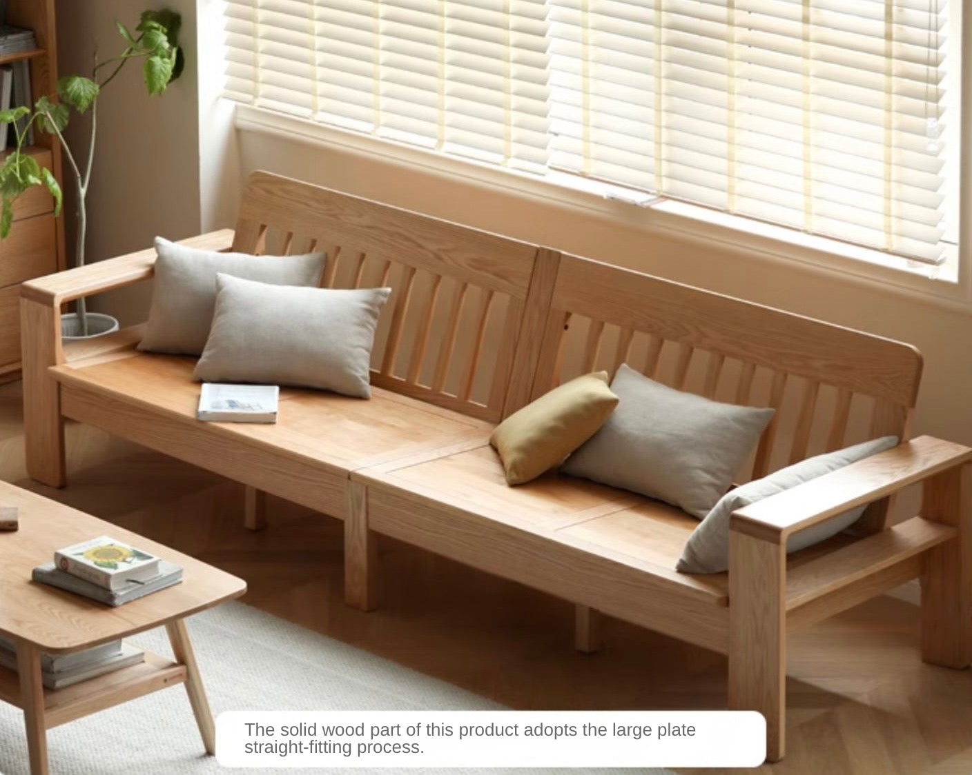 Oak, Ash Solid Wood Modern Nordic Fabric Sofa.