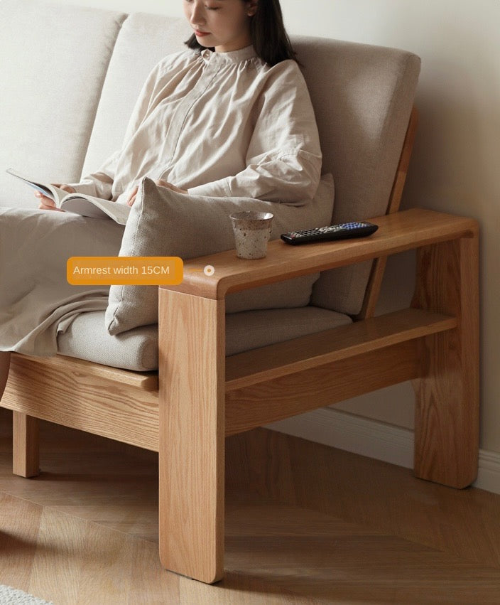 Oak, Ash Solid Wood Modern Nordic Fabric Sofa.