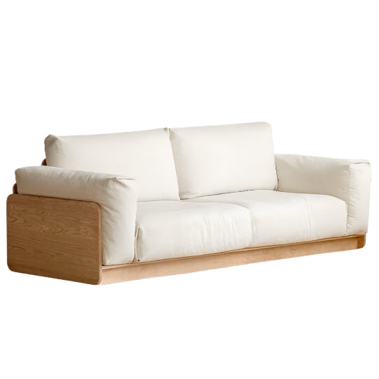 Oak Solid Wood Down Fabric Sofa.
